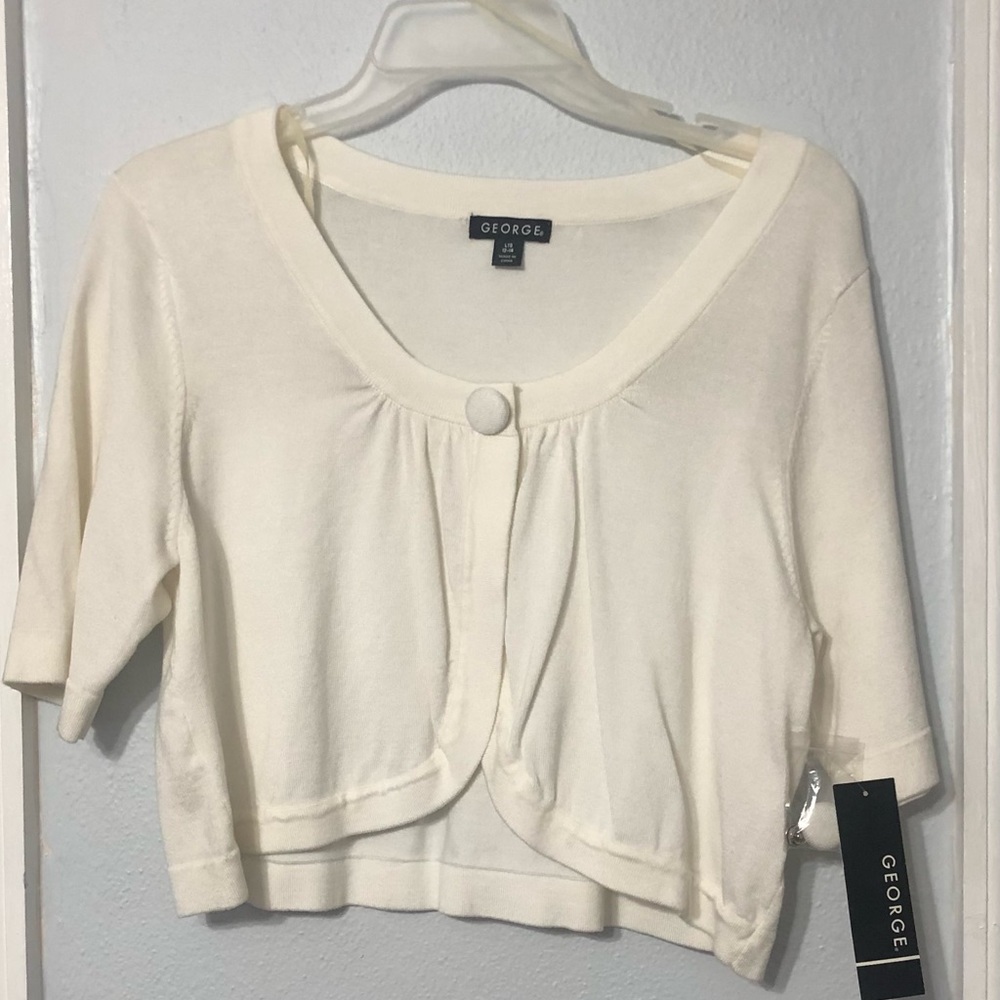White Mid sleeve cardigan sweater!